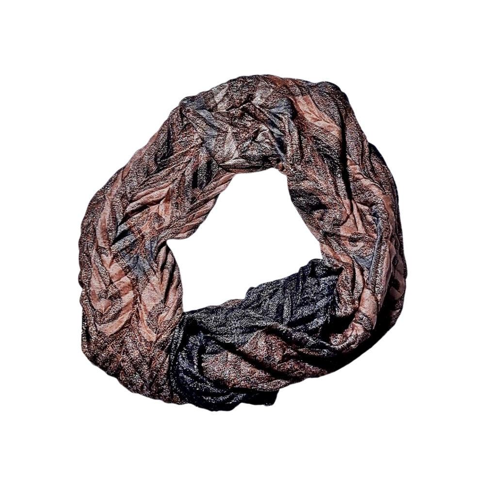 Elegant Orange and Gray Infinity Scarf - Picture 4 of 5